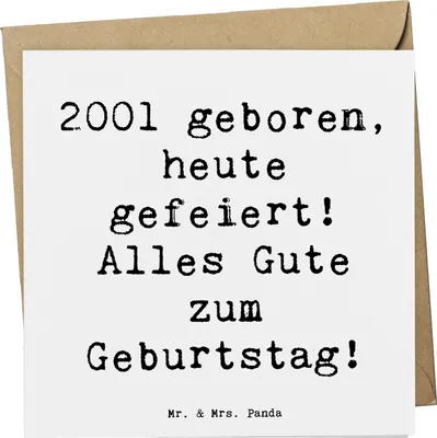 Produktbild von Mr. & Mrs. Panda Deluxe Karte Spruch 2001 Geburtstag - Weiß - Geschenk, doppelkarte, Geburtstagsgruß, Grußkarte, faltkarte, im Jahr, Glückwunschkarte, Alter, Jahrgang