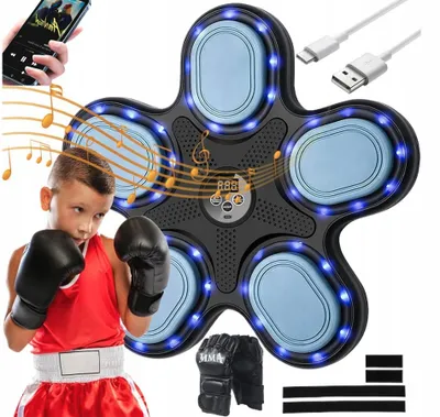 Zdjęcie produktu dla Maszyna Bokserska Ścienna Bluetooth Led 9 Prędkości Interaktywna Z Rękawica