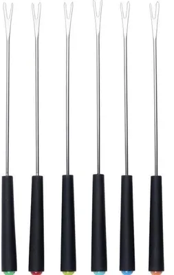 Fonduegabeln 6er-Set, Edelstahl, 24 cm, bunte Griffe