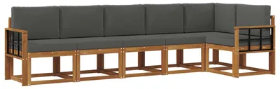 Image de vidaXL Ensemble de canapés d'extérieur avec coussins 6 pièces Nature et Anthracite