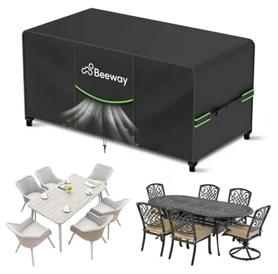 Image de Housse de protection pour mobilier de jardin, imperméable, 170x94x73 cm, tissu Oxford 420D, couleur noire
