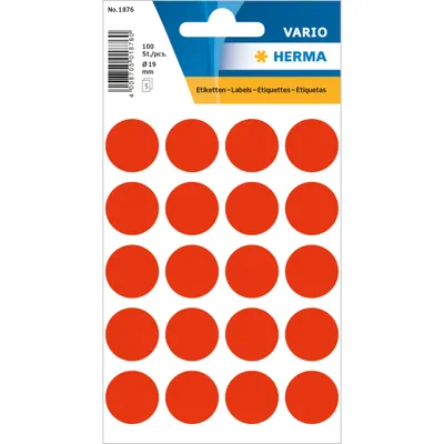 Produktbild von HERMA Markierungspunkte Durchmesser: 19 mm leuchtrot 100 Stück