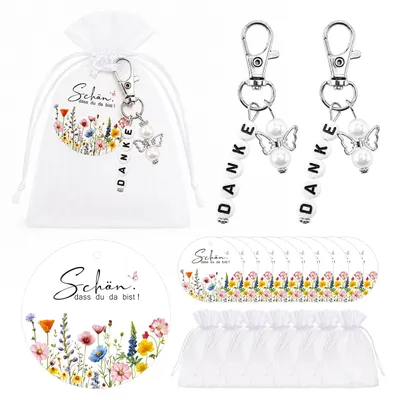 Schutzengel-Schlüsselanhänger-Set, 24 Stück mit Organza-Beuteln