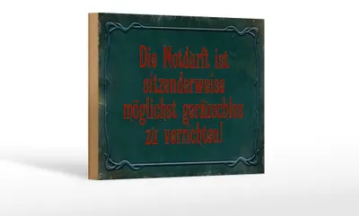 Produktbild von Holzschild Spruch 18x12cm Notdurft ist sitzenderweise