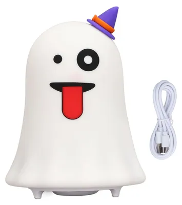Obrázek produktu pro Roztomilá LED noční lampička ve tvaru ducha, 7 barev, nabíjení přes USB, tělo z silikonu a ABS, do dětského pokoje, na Halloween