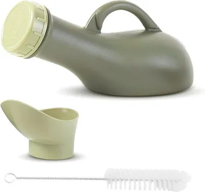Image de Bocal à urine portable pour hommes et femmes - Bocal à urine hygiénique unisexe avec brosse - 1 000 ml