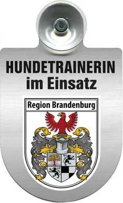 Produktbild von Einsatzschild mit Saugnapf - Hundetrainerin im Einsatz - 309379/1 incl. Regionenwappen nach Wahl Color - Region Brandenburg