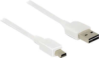 Productafbeelding van DELOCK, 1 meter, USB2.0-A/USB2.0 Mini-B, 1 m, USB A, USB B, USB 2.0, mannelijk/mannelijk, wit
