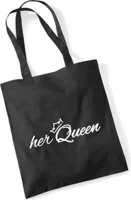 Produktbild von Huuraa Jutebeutel her Queen Krone 10 Liter Black Baumwolle Tasche Geschenkidee