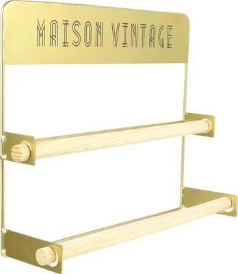 Immagine prodotto di Portarotolo doppio in metallo - Oro - 35 x 28 x 10 cm - Lussuoso portarotolo da cucina dorato - Oro