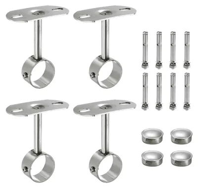4 Deckenhalterungen für Kleiderstangen, Edelstahl, 32 mm Ø