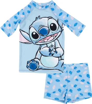 Produktbild von Disney Lilo & Stitch Schwimmset UV-Schutz 30 für Mädchen - Kinder Badeanzug Badeset Shirt und Hose Zweiteiler Blau 110-116