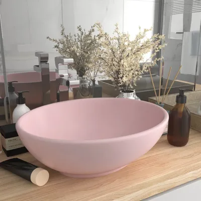Obrázok produktu pre vidaXL oválne umývadlo Matt Pink 40x33 cm Keramika