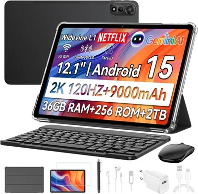 Obrázek produktu pro Blackview Mega2, 2025, 12 Zoll, 2K Display, FHD Tablet, 36(12+24) GB+256GB 2TB Erweiterbar, Dual 4G, 5GWiFi, 9000mAh, 2025 Android 15, Widevine L1