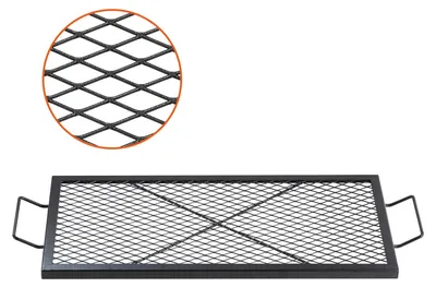 Immagine prodotto di VEVOR 810 x 380 x 25 mm X-Marks griglia per fuochi d'artificio, griglia rettangolare, griglia per barbecue in acciaio con manico, pentole da campeggio portatili per feste all'aperto, nero