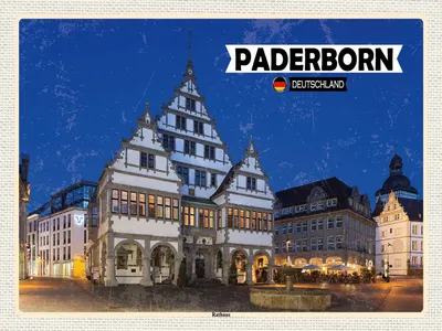 Image de vianmo Panneau en bois 30x40 cm Paderborn Rathaus Altstadt