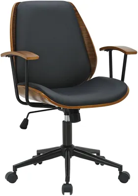 Produktbild von CLP Bürostuhl Arlondi ergonomischer Schreibtischstuhl höhenverstellbar mit Armlehnen walnuss/schwarz
