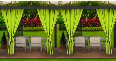 Image de rideau extérieur 4 pcs | 155x240 rideau extérieur rouge résistant aux intempéries | Rideaux extérieurs pour terrasse, jardin, véranda, pergola