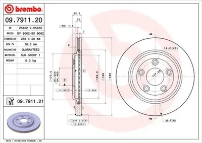 Immagine prodotto di 2x BREMBO 09.7911.21 Disco freno