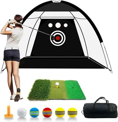 Obrázek produktu pro Tréninková síť pro golf, rozměry 300 x 200 cm, včetně sady podložek pro odpalování, tréninkové sítě pro chipping s nylonovou terčí