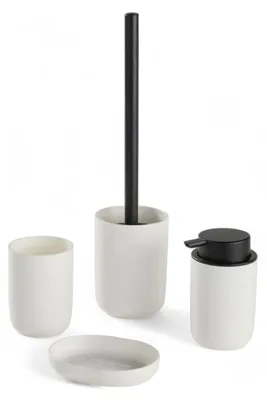 Immagine prodotto di Set of 4 bathroom accessories - TODAY - UTILITY - Cup. soap dispenser. toilet brush - White