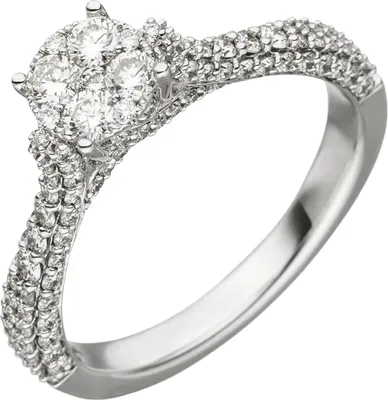 Produktbild von Pavé Ring aus 585 Gold Weißgold mit 119 Diamanten Brillanten 1,02 Ct W-si Innenumfang 58mm  Ø18.5mm