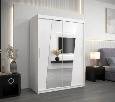 Produktbild von Kleiderschrank mit Spiegeln ELVIRA – Breite 150 cm, weiß