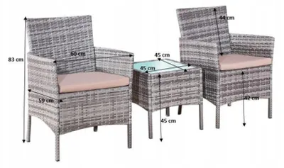 Produktbild von SEMPLICI | Gartenmöbel Set - 3-teilig - Schwarz - Gartenmöbel-Set – Couchtisch mit 2 Sesseln –  für Balkon, Terrasse und Garten
