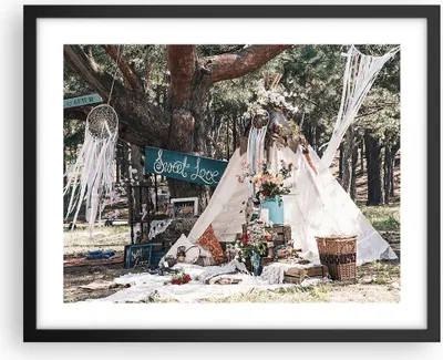 Produktbild von Gerahmtes Poster - Schwarzer Rahmen - Jungvermählten Liebe Landschaft - 50x40 cm - Wand Bild - Wanddeko - Wandbilder - Kunstposter - Wandposter - Bilderrahmen - Bilder - Kunstdruck - P2BAA50x40-4642