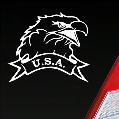Produktbild von Auto Aufkleber USA Adler Eagle U.S.A. Amerika Tuning 12x10 cm Weiss Matt Sticker Heckscheibenaufkleber