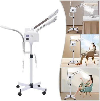 Produktbild von Nano Gesichtsdampfer - PTC338 Gesichtssauna - 750 W Warm- & Kaltnebel - 1 l Wassertank - Verstellbare Höhe 85–121 cm - EU-Stecker - Weiß