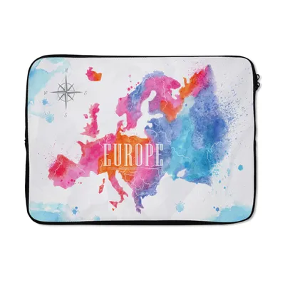 Produktbild von MuchoWow® Laptop Hülle 13 Zoll Karte - Aquarell Laptoptasche - Laptophülle - Sleeve - Rundumschutz