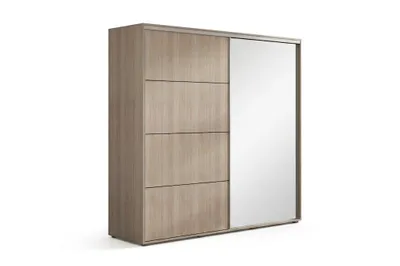 Produktbild von A12 Schlafzimmerschrank mit 2 Schiebetüren, Spiegel - Sonoma - 230 x 62 x 215 cm