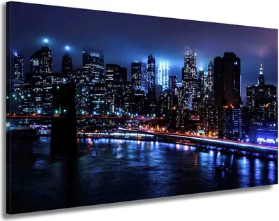 Produktbild von USA New York Manhattan Bridge Leinwandbild Wandbild Kunstdruck XL Wanddeko: 90x50x2cm