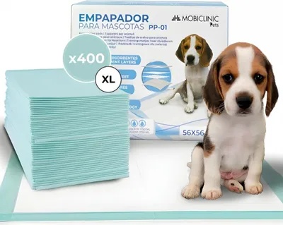 Immagine prodotto di Mobiclinic Pets, Confezione 400, assorbenti per cuccioli, XL, 56x56 cm, 6 strati, ultra assorbenti, cuccioli, assorbenti per incontinenza monouso, addestramento animali, gatti