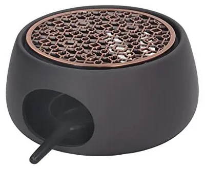 Teelicht-Teewärmer aus Keramik, schwarz, mit Pad