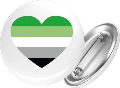 Produktbild von Huuraa Button Aromantische Pride Flagge LGBTQ Herz 25mm rund mit Sicherheitsnadel Ansteckbutton Geschenkidee