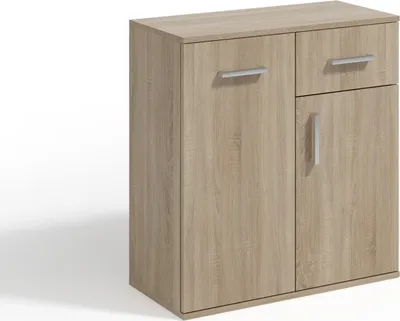 Produktbild von Masseno Kommode GIACOMO I 75 cm Sideboard mit 1 Schubladen und 2 Türen für Wohnzimmer Schlafzimmer Modern 75x33x85 cm Sonoma Eiche / Sonoma Eiche