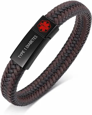 Imagen del producto de Pulsera de emergencia médica para hombres, ajustable, identificación segura, asistencia en caso de emergencia