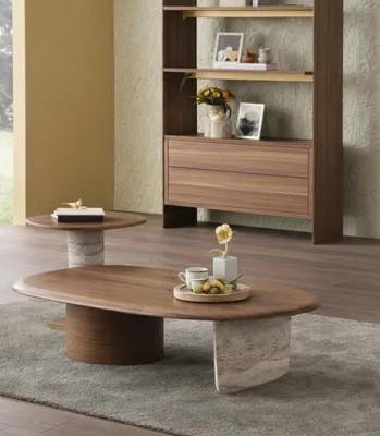 Image de Table basse de style moderne, couleur marron, design minimaliste, structure en bois