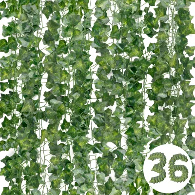 Image de Guirlande de lierre artificiel (36 éléments), 75,6 m de guirlande de lierre artificiel, guirlande de lierre artificiel, lierre artificiel pour les mariages, la cuisine, le jardin, les fêtes et la décoration murale