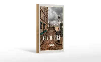 Produktbild von Holzschild Reise 12x18 cm Montmartre Altstadt Reiseziel Dekoration