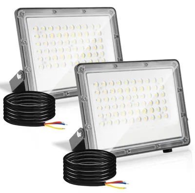Image de Projecteurs LED Peviasot, 50W, IP65, en aluminium, pour l'extérieur et l'industrie, lumière blanche froide 6000K, lot de 2
