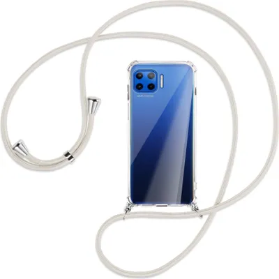 Produktbild von Handykette Backcover-Schutzhülle mit Band (Metall silberfarben) für Motorola Moto G 5G Plus - broken white