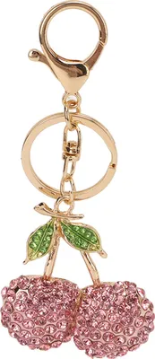Immagine prodotto di Portachiavi a forma di ciliegia rosa, ideale per le chiavi dell'auto e come decorazione per la borsa, regalo di compleanno perfetto