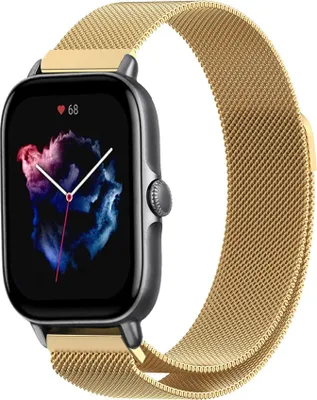Produktbild von Strap-it Milanese Armband - Kompatibel mit Amazfit GTS 3 Armband Ersatzarmband Edelstahl - Armband mit Magnetverschluss - Hochwertiges Material - für Smartwatch 20mm Armband Gold