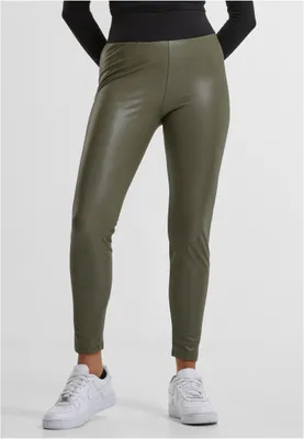 Obrázek produktu pro Dámské leginy Urban Classics Ladies Faux Leather High Waist Leggings olive - M