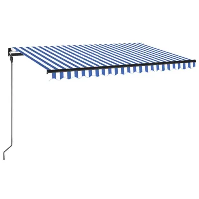 Obrázok produktu pre Ručne zaťahovacia markíza s LED 450x300 cm modrá a biela