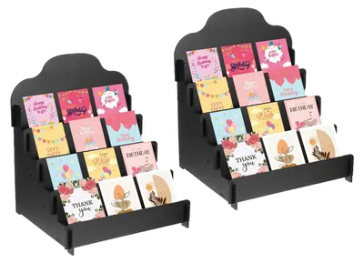 Immagine prodotto di 2 supporti espositivi in legno a 4 livelli per cartoline