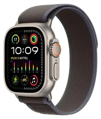 Produktbild von Apple MT623ZM/A, Band, Smartwatch, Schwarz, Blau, Apple, Apple Watch 44mm, 45mm, 49mm, Nylon, Recyceltes Polyester, Elasthan, Titan
